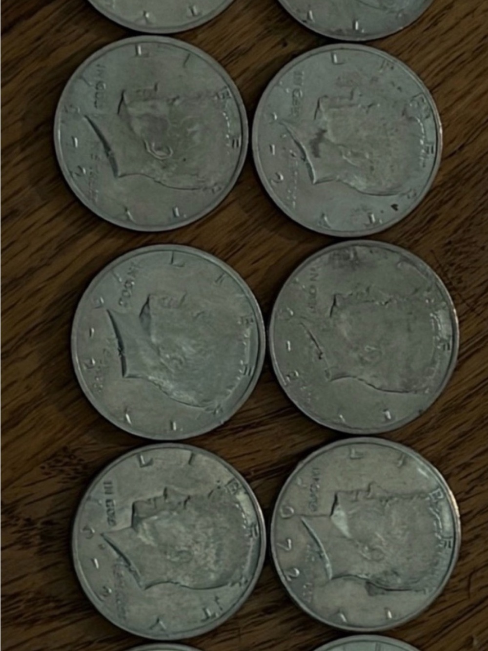 Set of ten 1972 Kennedy Half Dollars